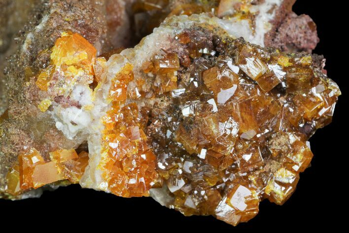 Lustrous Wulfenite Crystals on Calcite - Los Lamentos, Mexico #139791